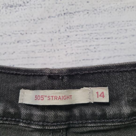 Levi's Size 14 505 Straight Leg Black Denim Classic Essential Jeans - Picture 6 of 9